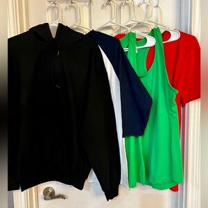 Lot on NWOT Hoodie, Raglan, 2 Tank tops, and T-shirt.